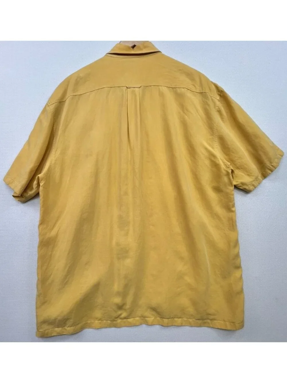 Saltaire Men's Linen Blend Button-Down Shirt Short Sleeve Size XL Yellow